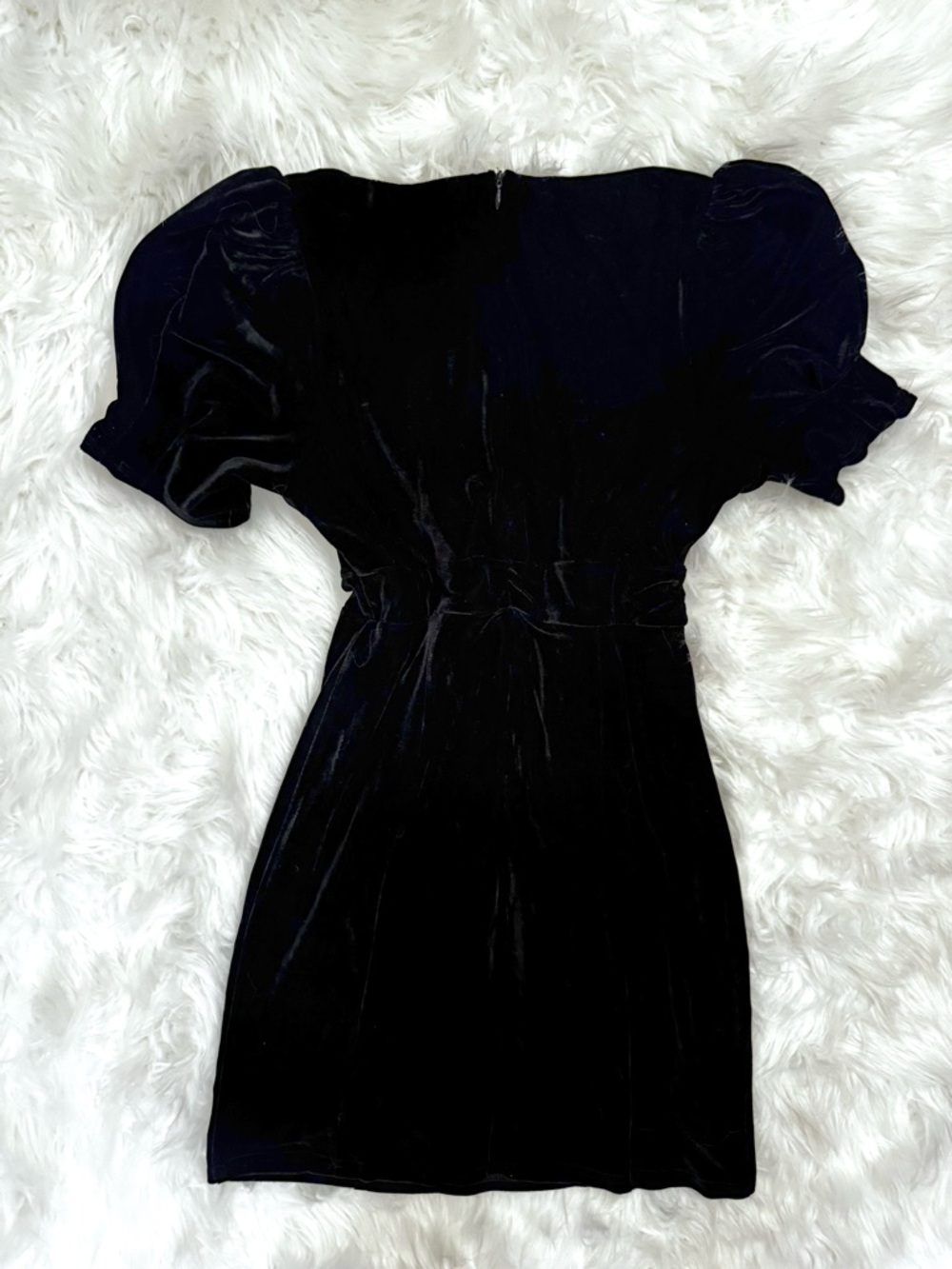 LULUS Black Velvet Puff Sleeve Mini Dress Size Small Bodycon Party Holiday - Picture 6 of 7